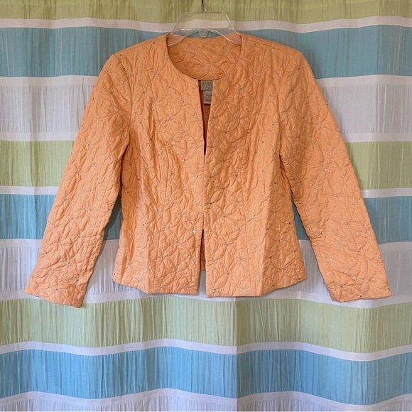 Sigrid Olsen Quilted Jacket Pink Peach Sz Small Petite - Picture 9 of 9